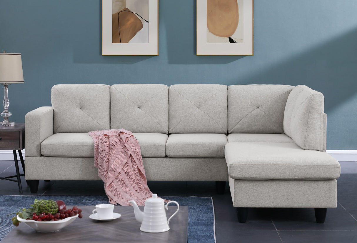 Santiago - Linen Sectional Sofa With Right Facing Chaise by Lilola Home | Bel Furniture