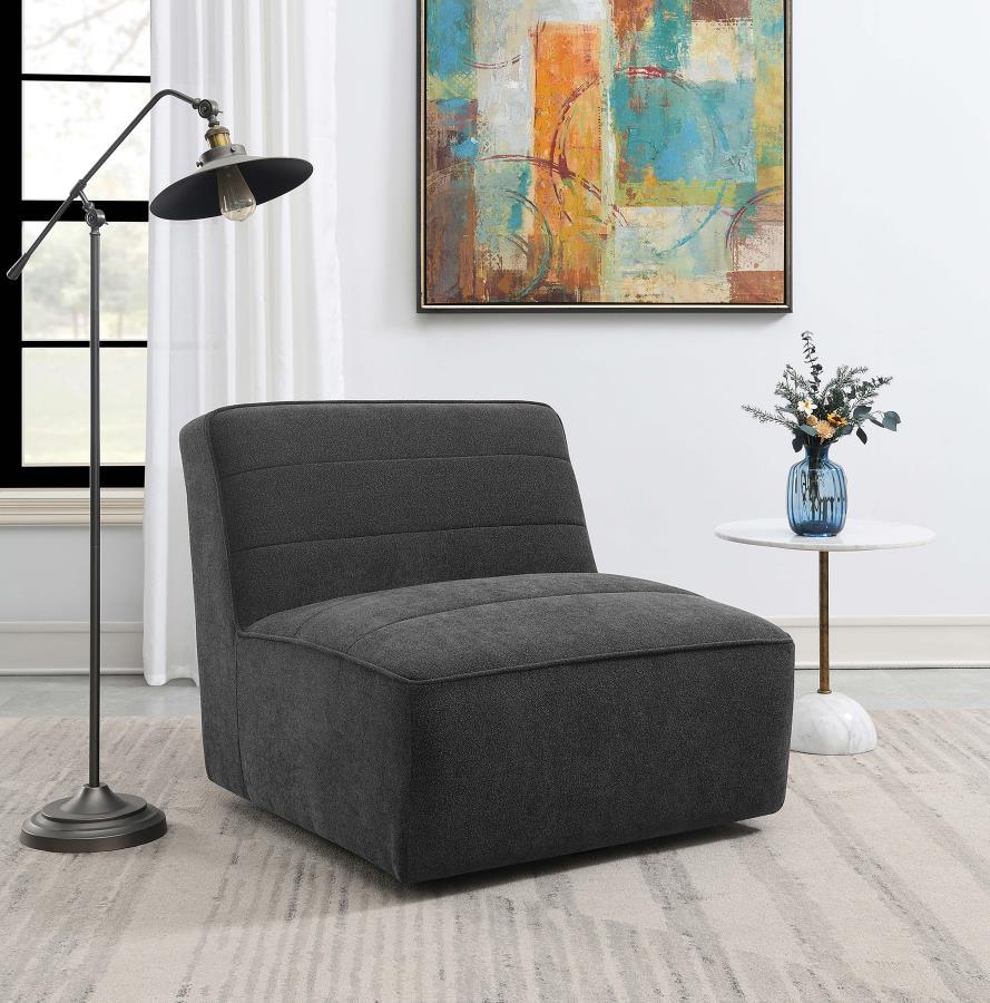 Cobie - Upholstered Armless Swivel Chair - Dark Charcoal by Coaster Fine Furniture | Bel Furniture