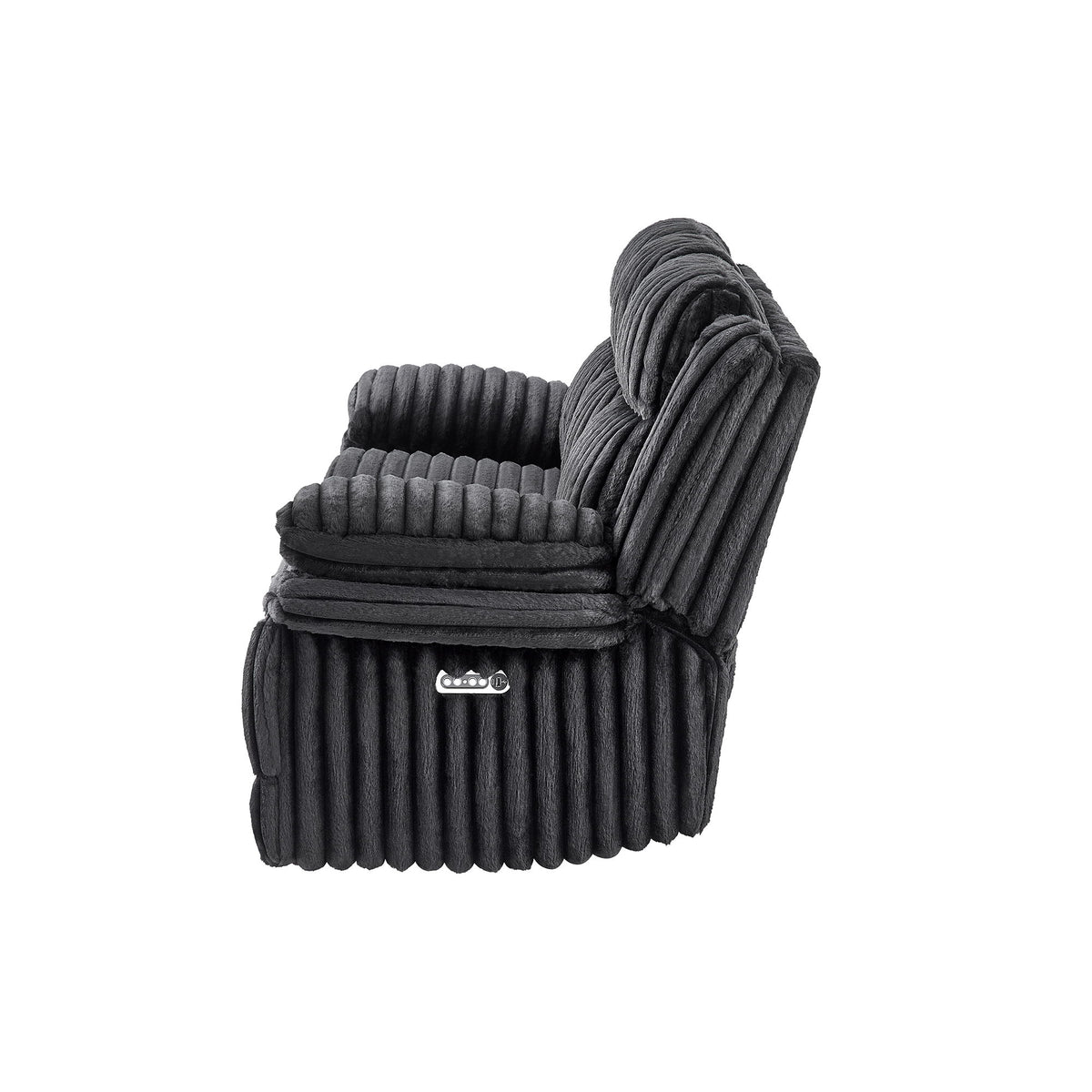 Winston - Power Reclining Sofa With LED Lighting, Hidden Drawer, And Drop Down Table - Black