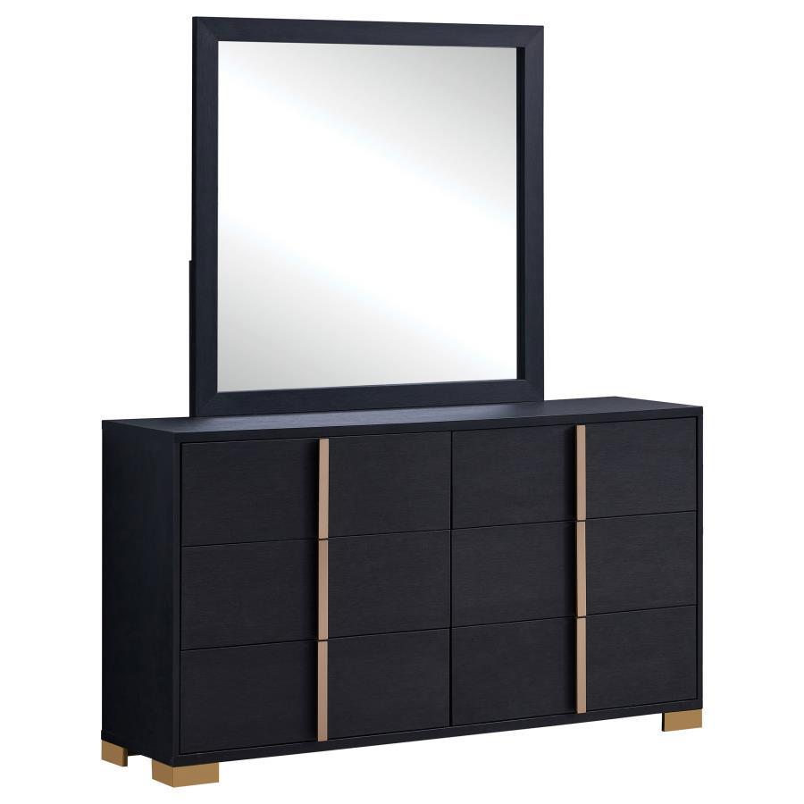 Marceline - 6-Drawer Dresser With Mirror Black by Coaster Fine Furniture | Bel Furniture