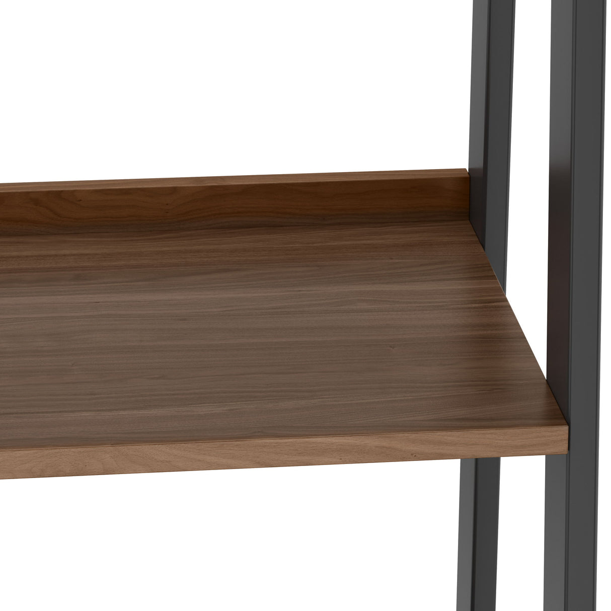 Sawhorse - Solid Walnut Veneer And Metal Ladder Shelf - Walnut by Simpli-Home | Bel Furniture