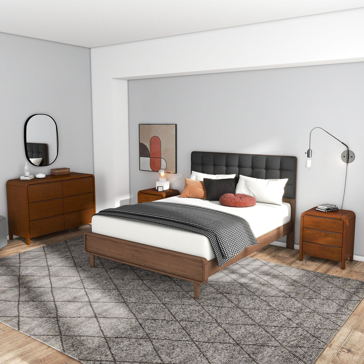 Lionel - Mid-Century Modern Solid Wood 6 Drawer Dresser - Brown by Ashcroft Furniture | Bel Furniture