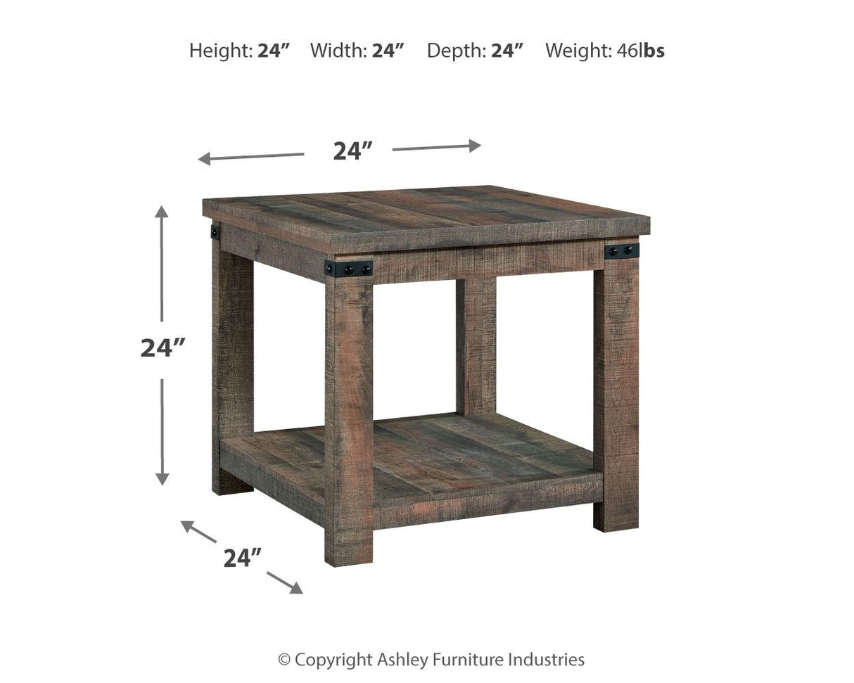 Hollum - Rustic Brown - Square End Table by Signature Design by Ashley® | Bel Furniture