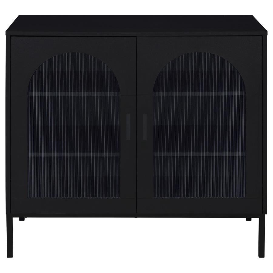 Jess - 2-Door Arched Fluted Glass Accent Cabinet - Black by Coaster Fine Furniture | Bel Furniture