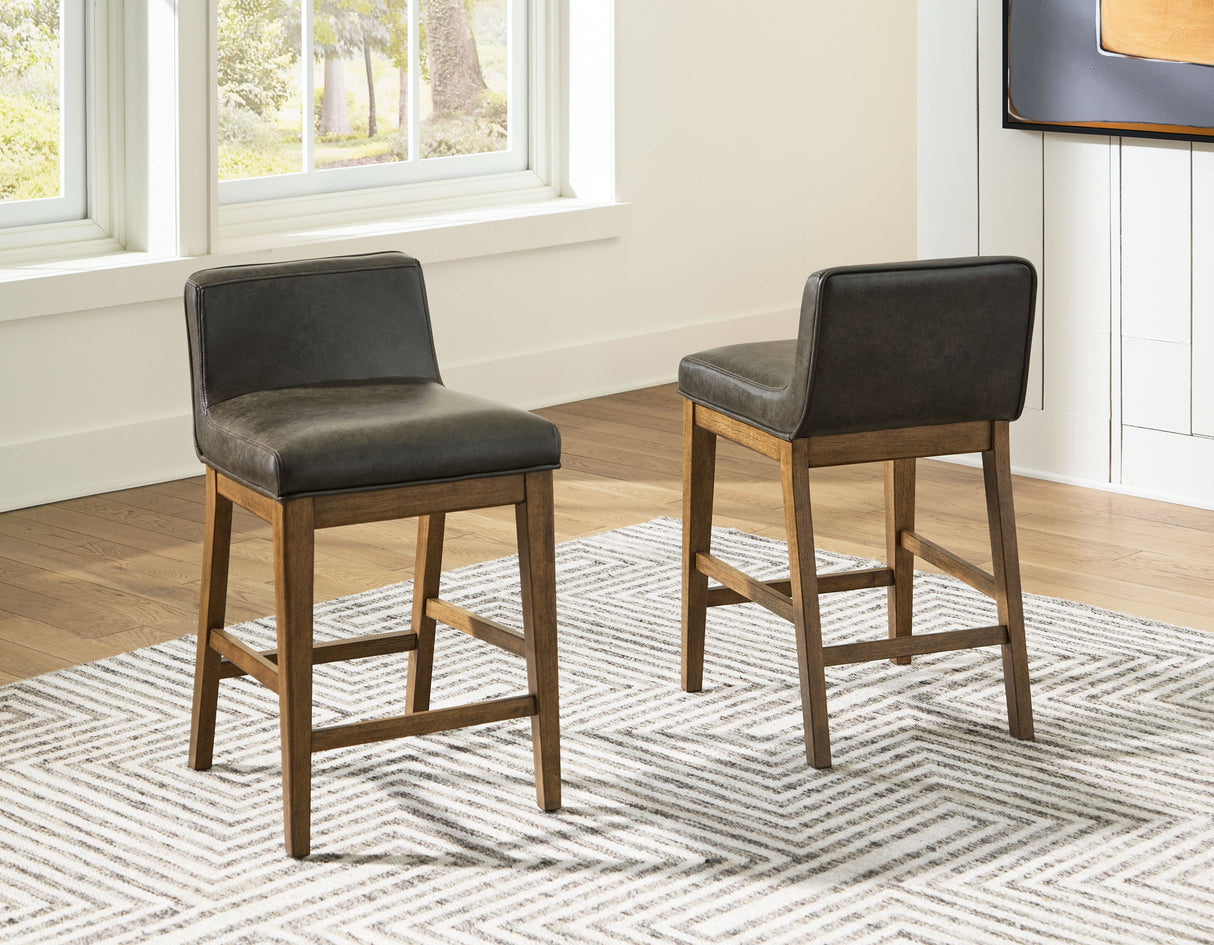Cabalynn - Two-tone Brown - Upholstered Barstool (Set of 2) by Signature Design by Ashley® | Bel Furniture