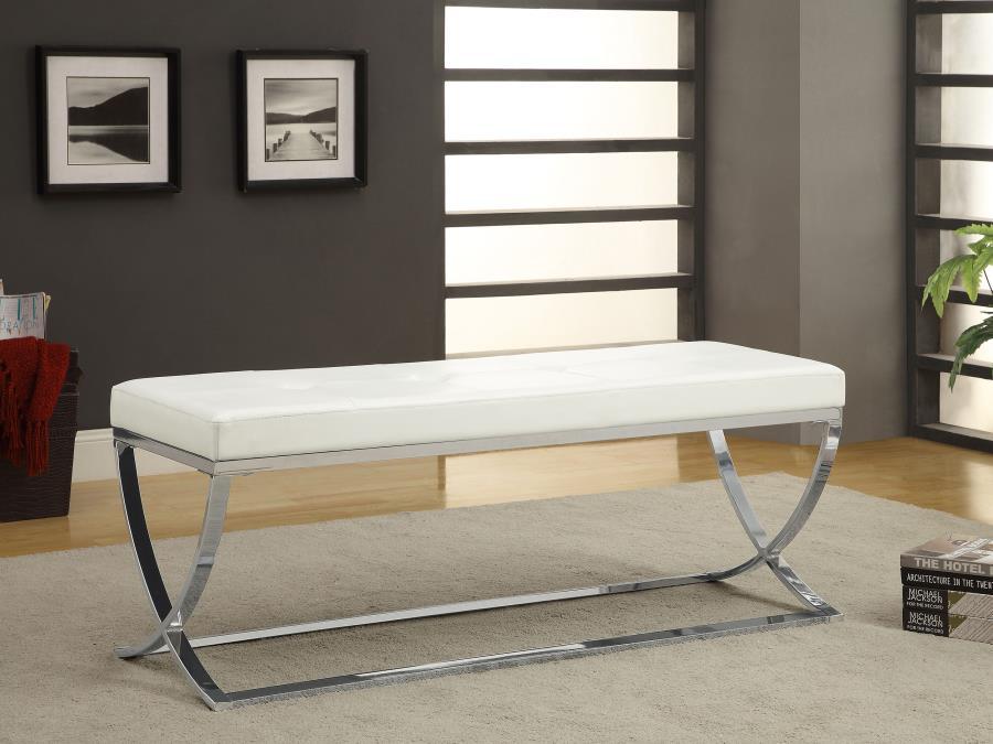 Walton - Leatherette Upholstered Tufted Accent Bench by CoasterEssence | Bel Furniture