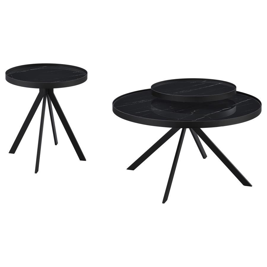 Briggs - Round Coffee And End Table Set Black 2 Pc. Coffee Table, End Table by Coaster Fine Furniture | Bel Furniture