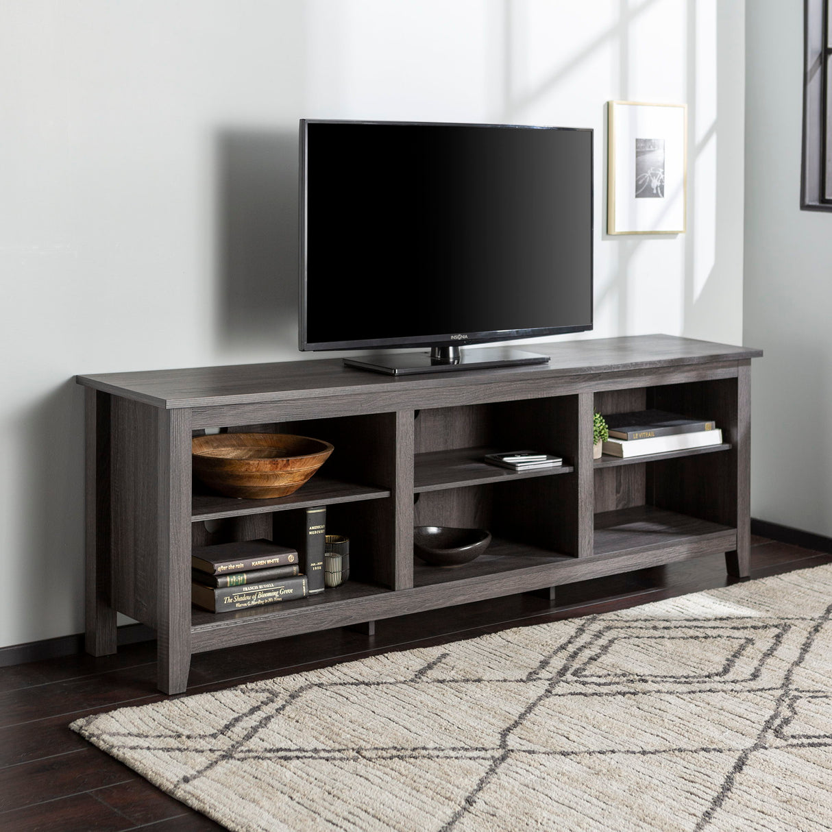 Modern Transitional 3 Shelf Open Storage 70" TV Stand For 80" TVs by Walker Edison | Bel Furniture