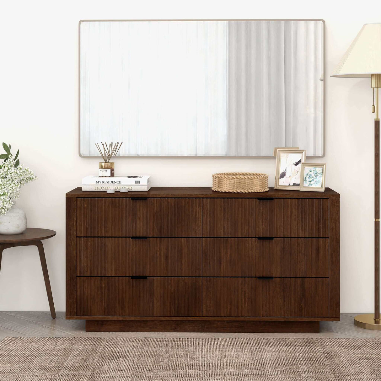 Lola - Mid-Century Modern Dresser With 6 Drawers - Dark Brown by Ashcroft Furniture | Bel Furniture