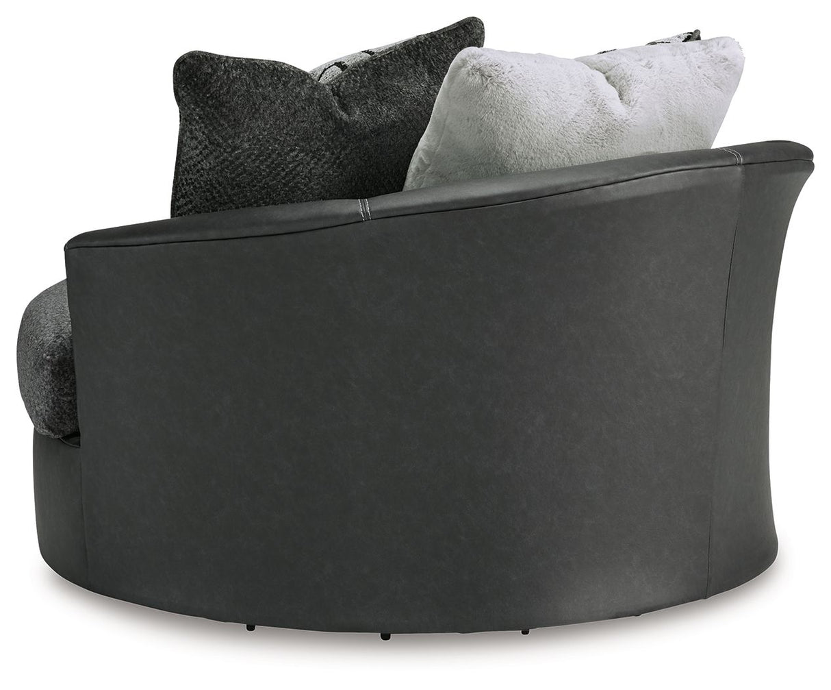 Brixley Pier - Graphite - Oversized Swivel Accent Chair by Benchcraft® | Bel Furniture