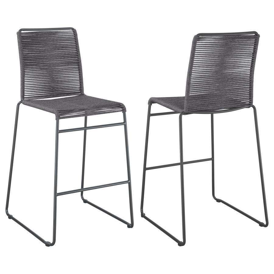 Jerome - Woven Rope Metal Chair (Set of 2) Dark Gray 23.5"W x 23.75"D x 46"H by CoasterEssence | Bel Furniture