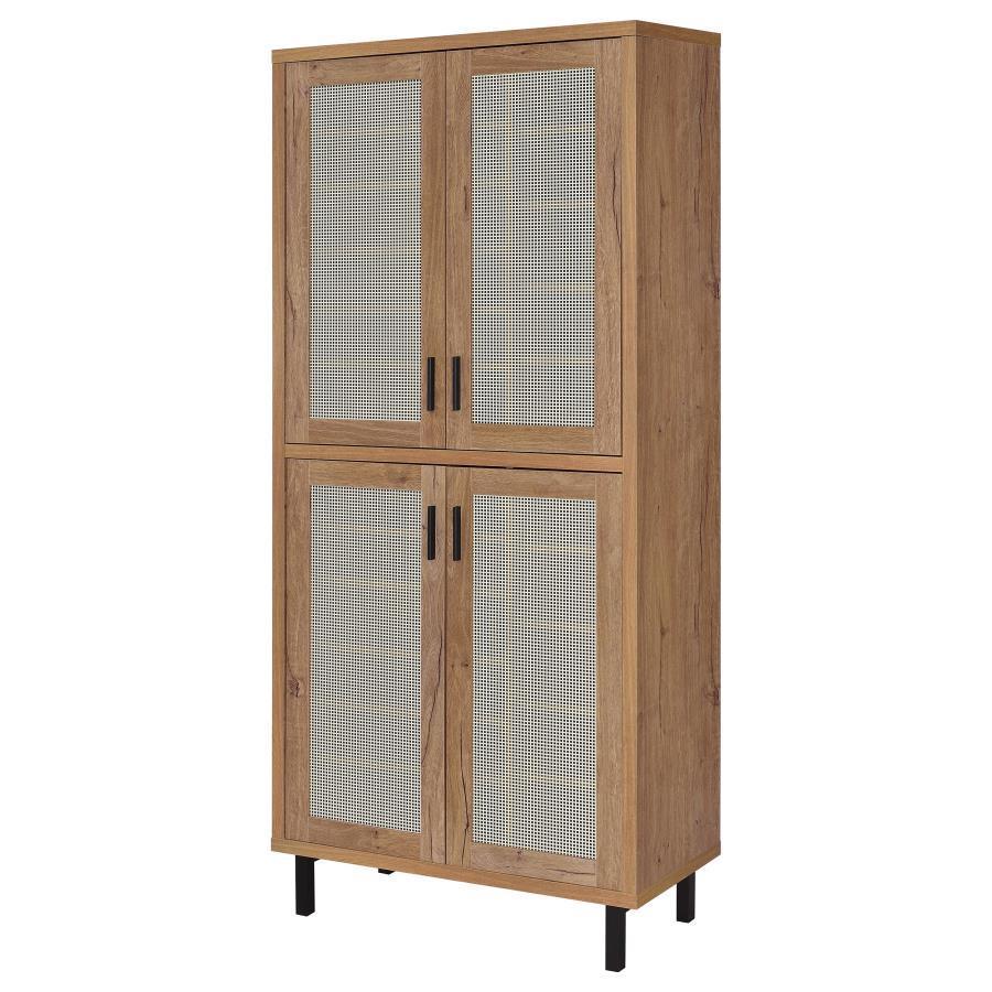 Teller - 4-Door Tall Shoe Storage Cabinet - Natural Oak by Coaster Fine Furniture | Bel Furniture