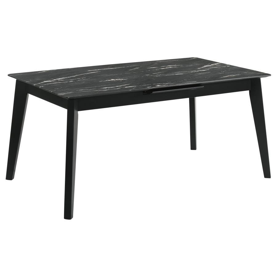 Crestmont - Extension Dining Table Faux Marble - Black by CoasterEssence | Bel Furniture