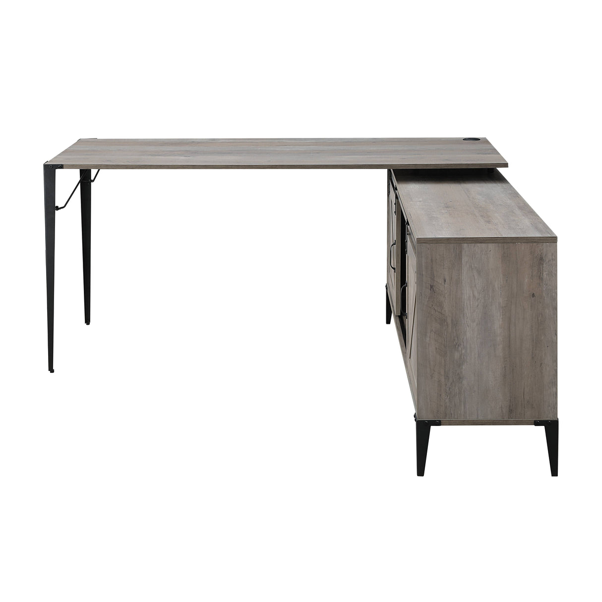 Zakawani - Writing Desk With A Cabinet - Gray Oak / Black by Urban Nest | Bel Furniture