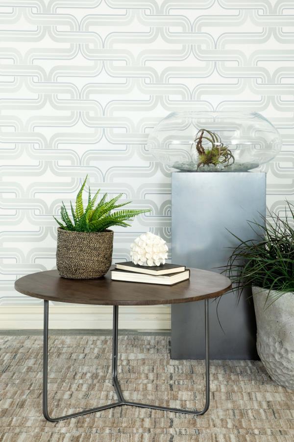 Yaritza - Round Mango Wood Coffee Table - Natural And Gunmetal by CoasterEssence | Bel Furniture