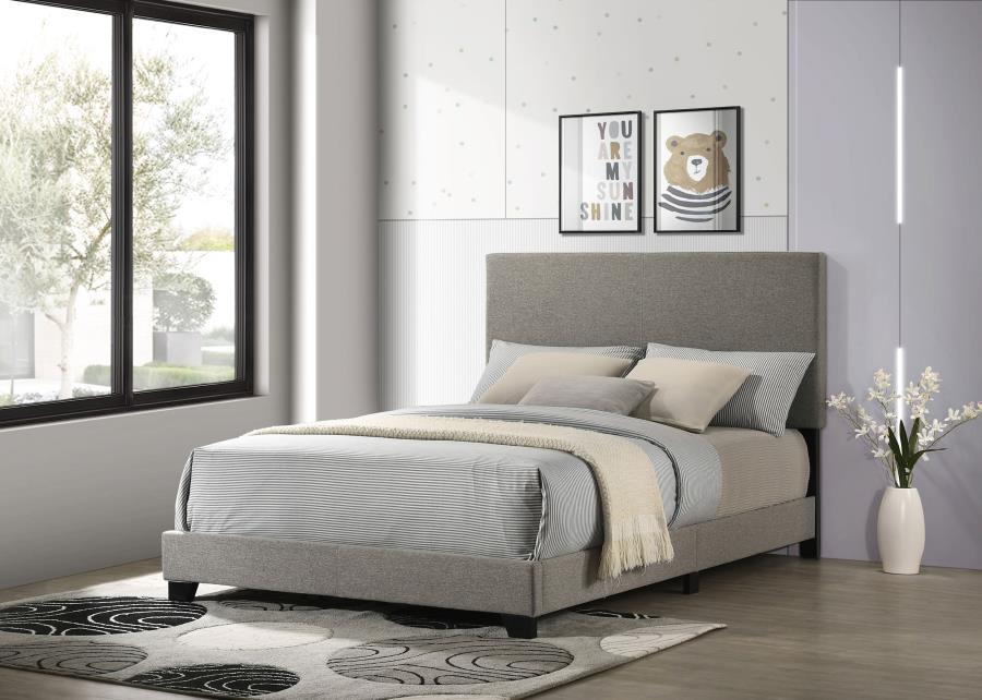 Dorian - Upholstered Panel Bed Gray Full Fabric by CoasterEveryday | Bel Furniture
