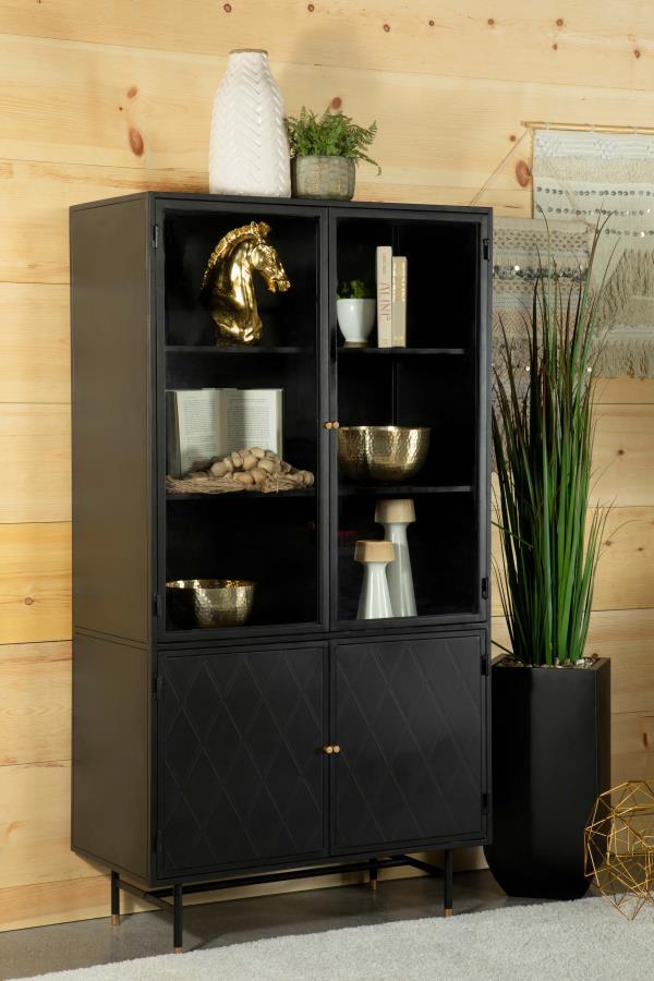 Santiago - 4 Door Metal Tall Storage Cabinet - Matte Black by CoasterElevations | Bel Furniture
