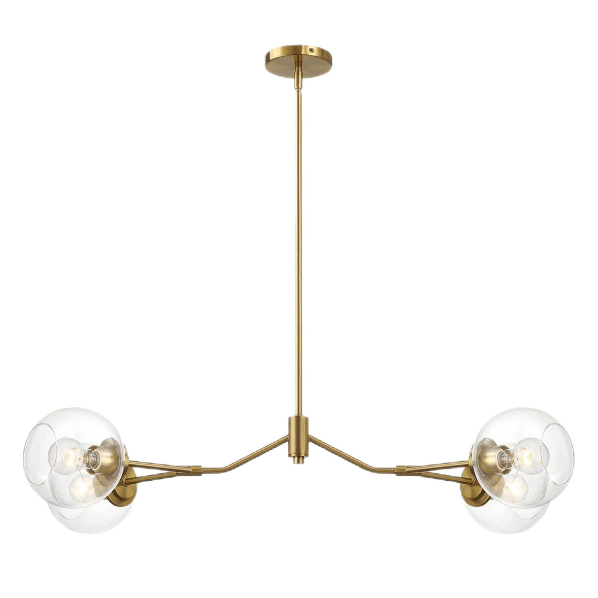 Jewel - 4 Lights Chandelier Ceiling Hanging Light Fixture - Clear / Gold