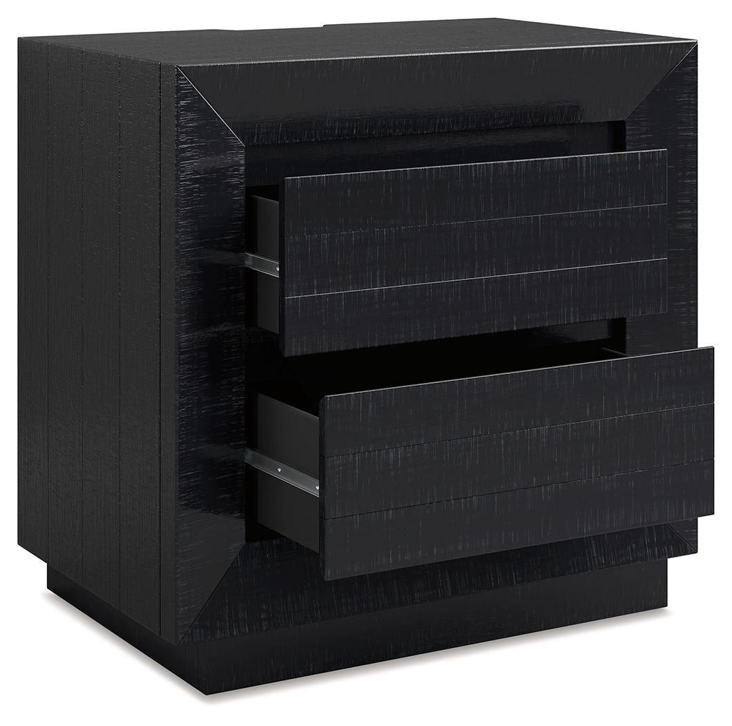 Londer - Black - Two Drawer Night Stand by Millennium® by Ashley | Bel Furniture