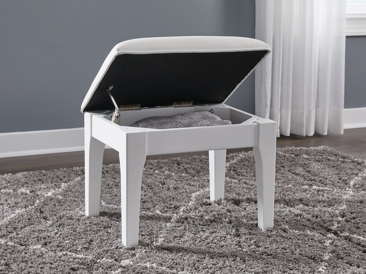 Chalanna - White - Vanity Stool by Signature Design by Ashley® | Bel Furniture