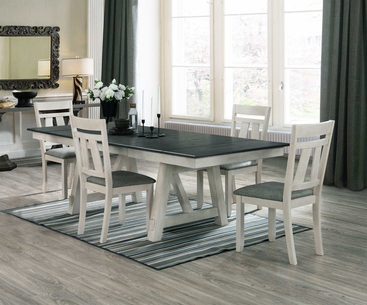 Maribelle - Dining Room Set White 5 Pc. Table, 4 Chairs by Crown Mark | Bel Furniture
