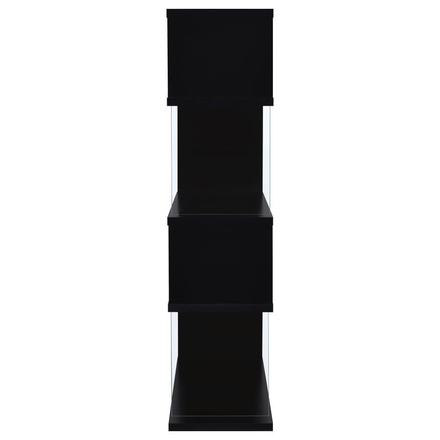 Emelle - 4-Shelf Glass Panel Bookshelf by CoasterEveryday | Bel Furniture