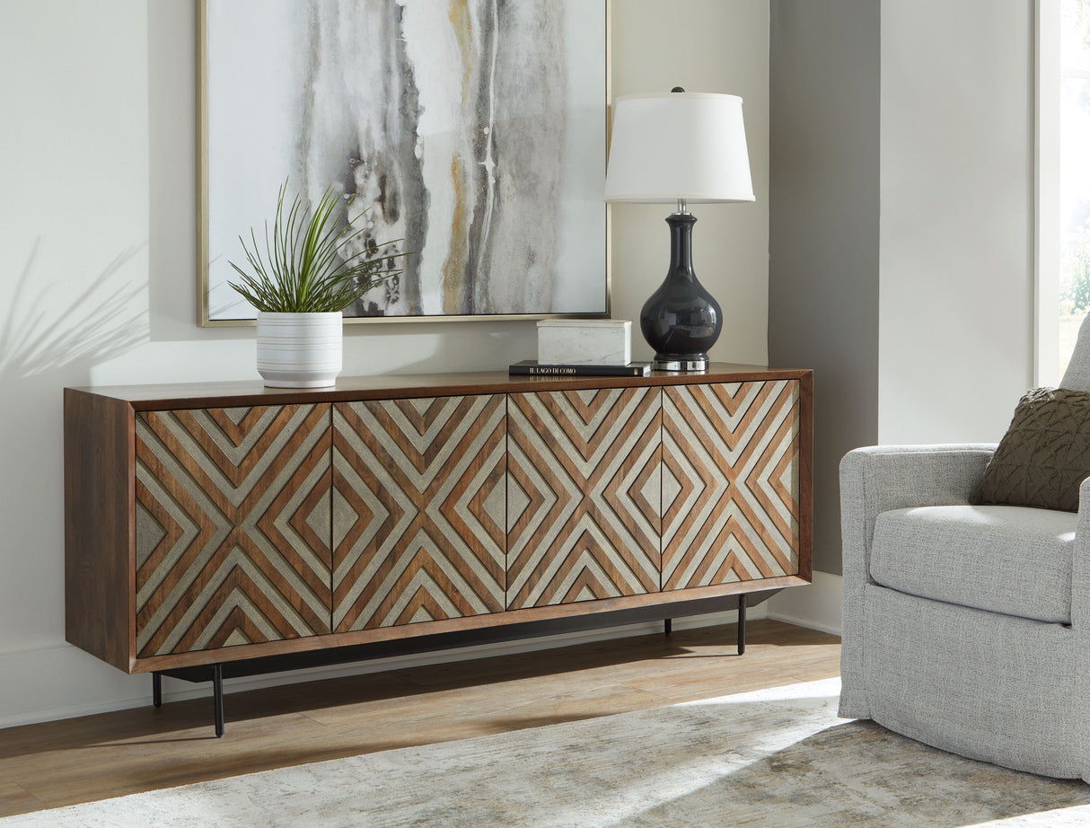 Dreggan - Brown / Gold Finish - Accent Cabinet by Signature Design by Ashley® | Bel Furniture