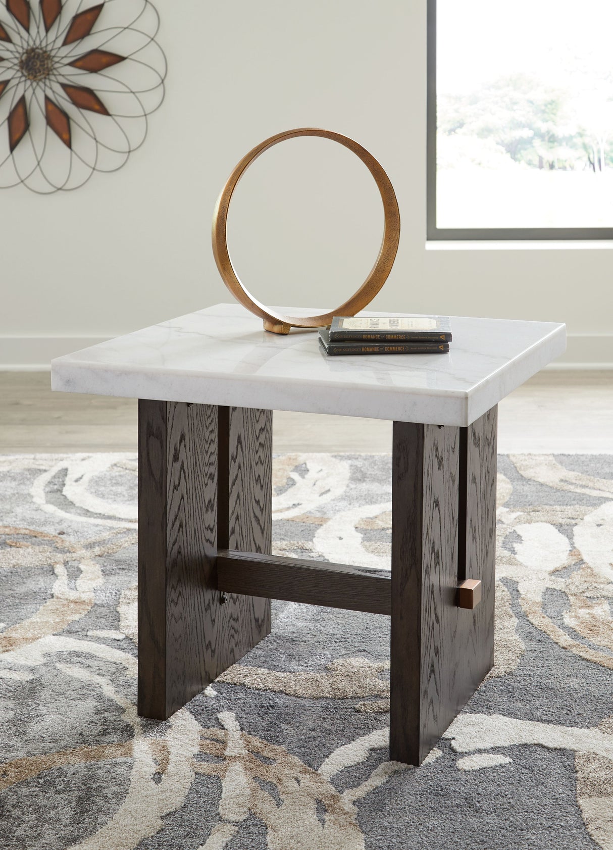 Burkhaus - White / Dark Brown - Rectangular End Table by Signature Design by Ashley® | Bel Furniture