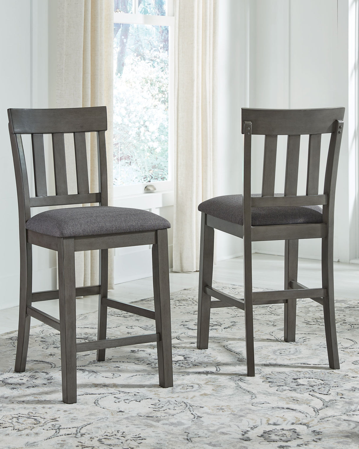 Hallanden - Black / Gray - Upholstered Barstool (Set of 2) by Signature Design by Ashley® | Bel Furniture