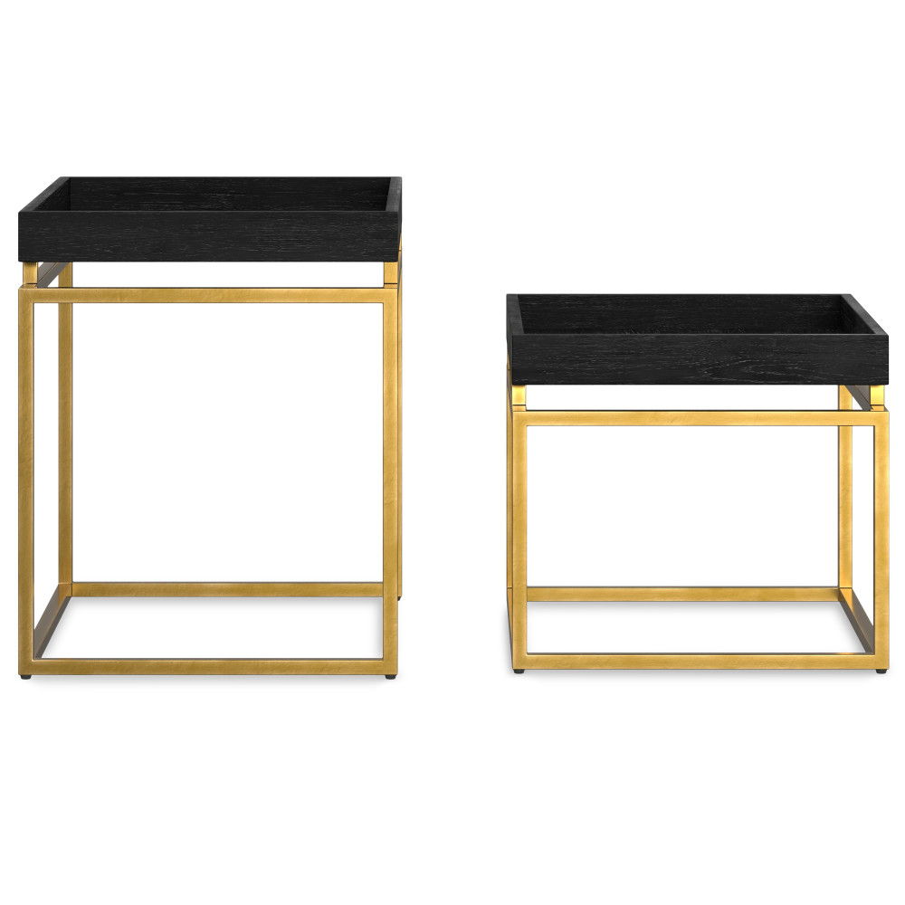 Macy - 2 Pieces Nesting Table - Black / Gold by Simpli-Home | Bel Furniture