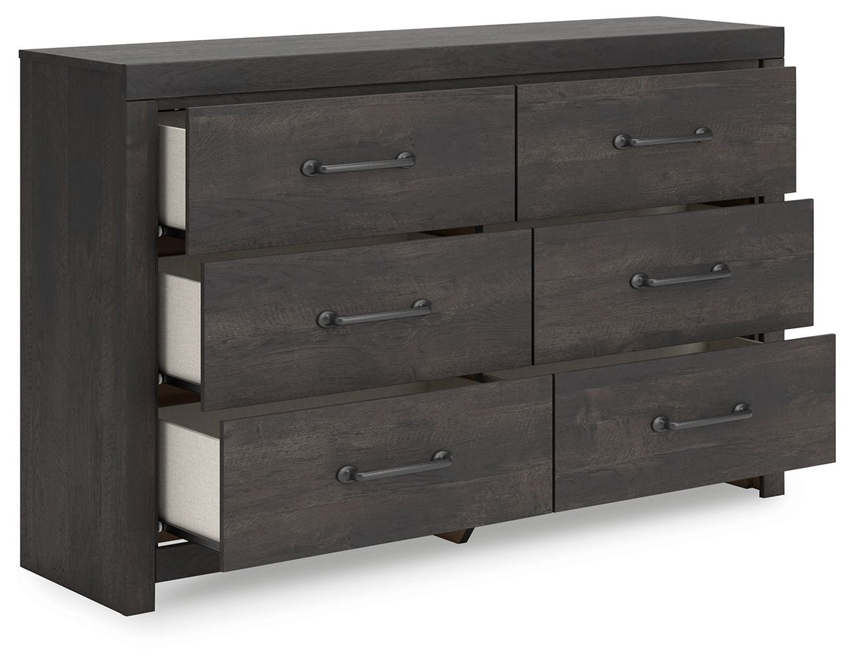 Hollivern - Dark Gray - Six Drawer Dresser by Signature Design by Ashley® | Bel Furniture