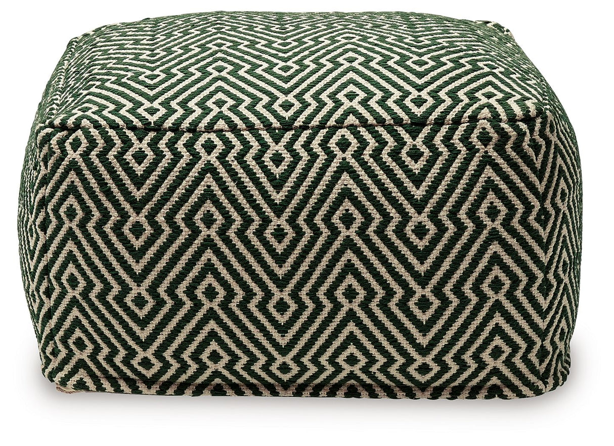 Abacy - Green / Ivory - Pouf by Signature Design by Ashley® | Bel Furniture