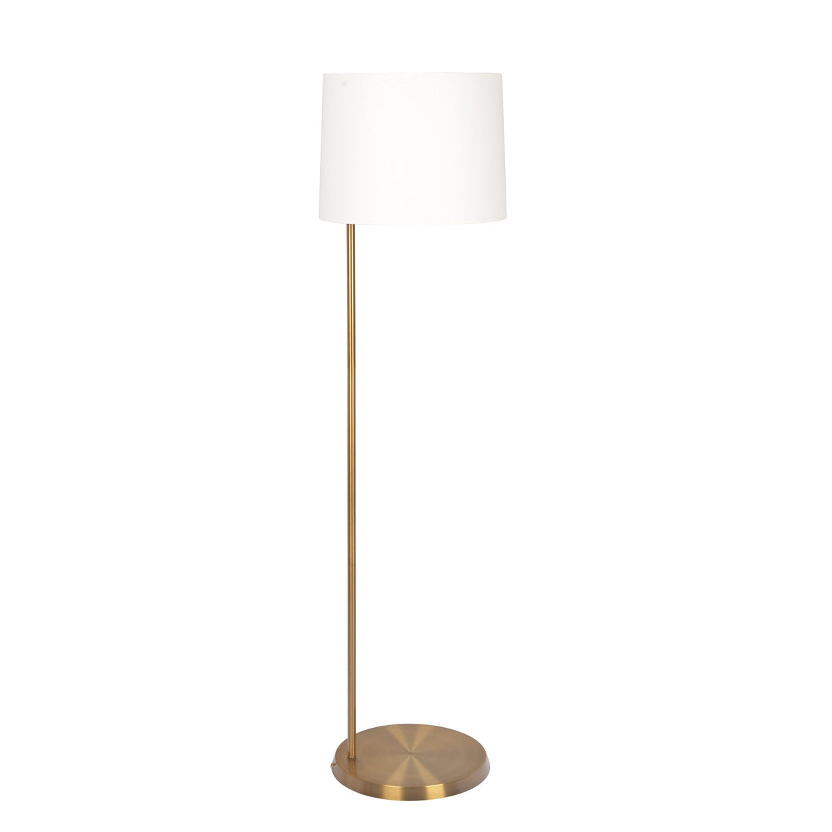 Zenith - Offset Base Floor Lamp With Drumshaped Linen Shade - Gold / White by Ashcroft Furniture | Bel Furniture
