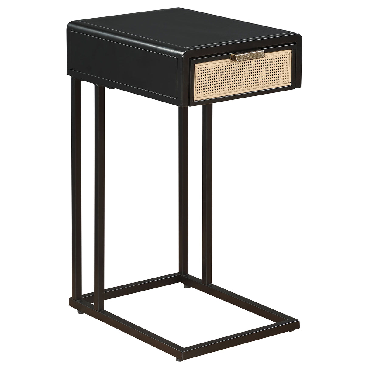 Amherst - 1-Drawer Radio Weave Cane Metal Side Table Black by Coaster Fine Furniture | Bel Furniture