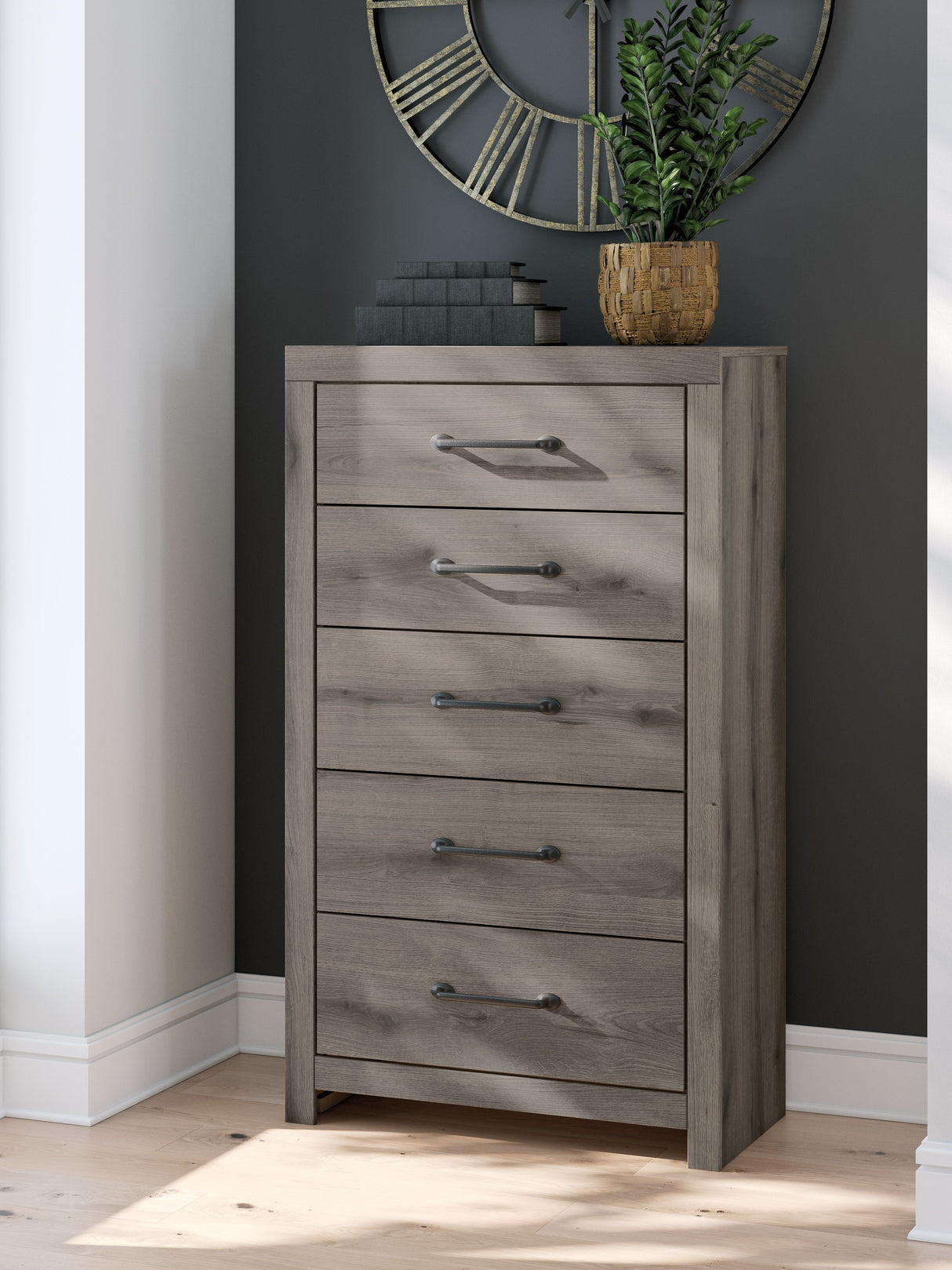 Graystorm - Brown Gray - Five Drawer Chest by Signature Design by Ashley® | Bel Furniture
