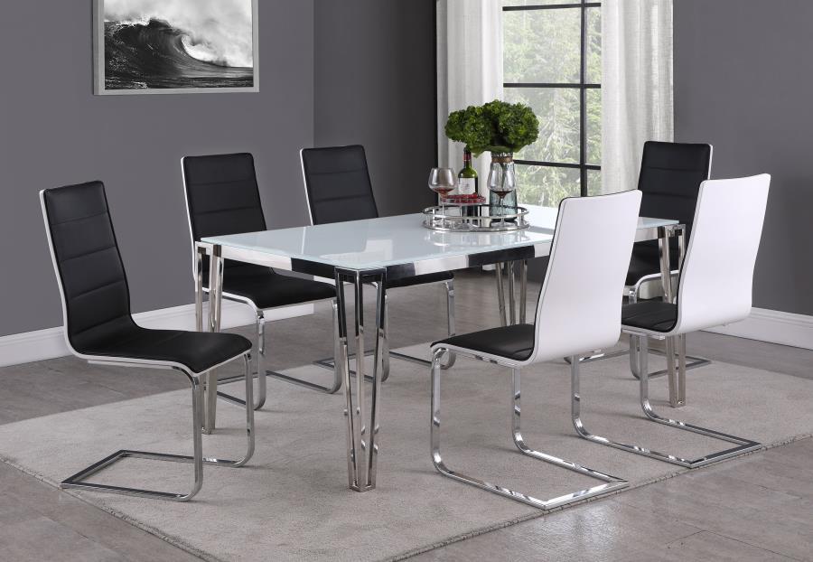 Pauline - Rectangular Glass Top Dining Table - Chrome by CoasterElevations | Bel Furniture