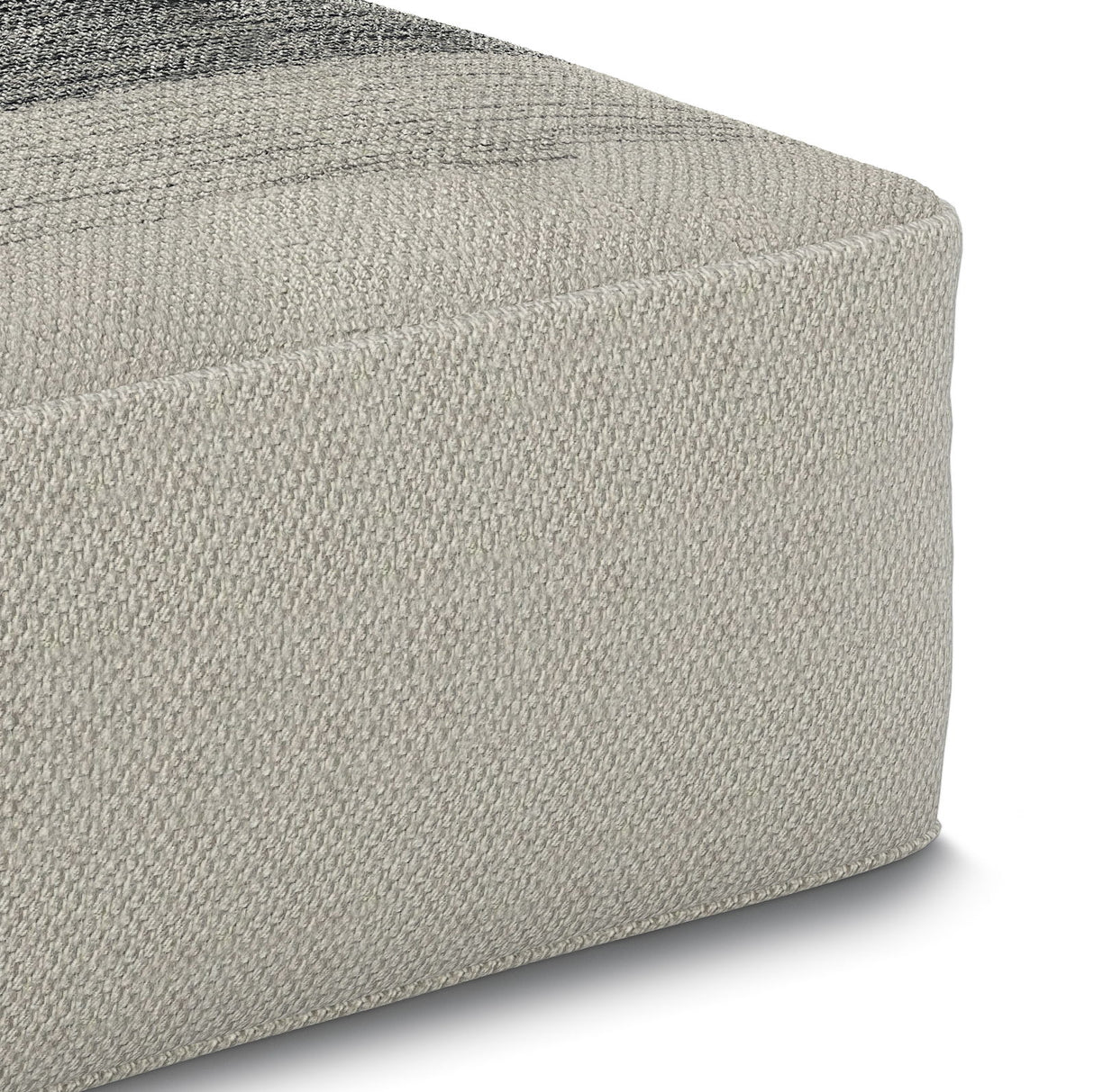 Sabella - Square Woven Outdoor / Indoor Pouf - Gray / White by Simpli-Home | Bel Furniture