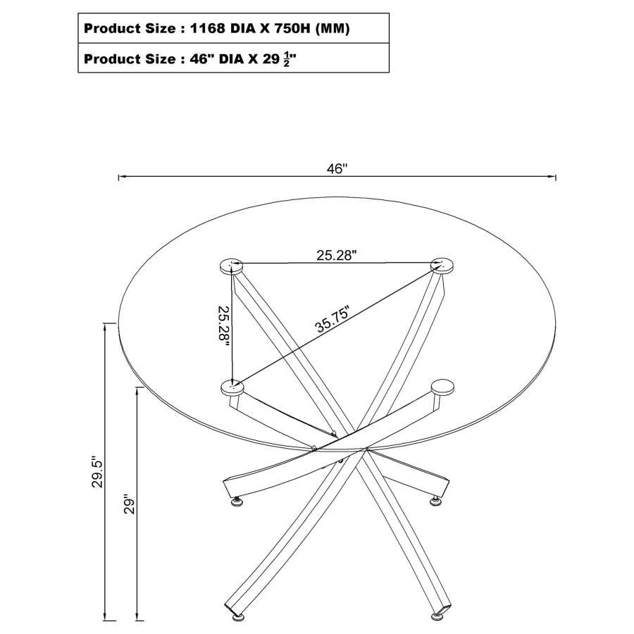 Beckham - Round Glass Top Dining Table by CoasterEveryday | Bel Furniture