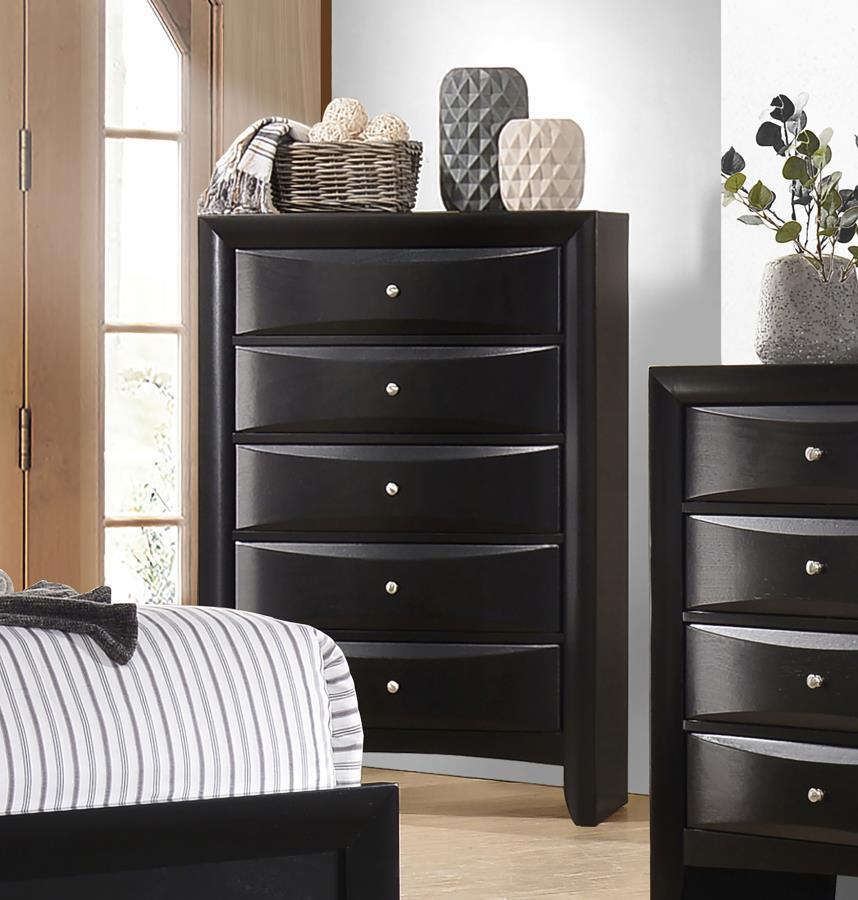 Briana - 5-Drawer Bedroom Chest - Black by CoasterEssence | Bel Furniture
