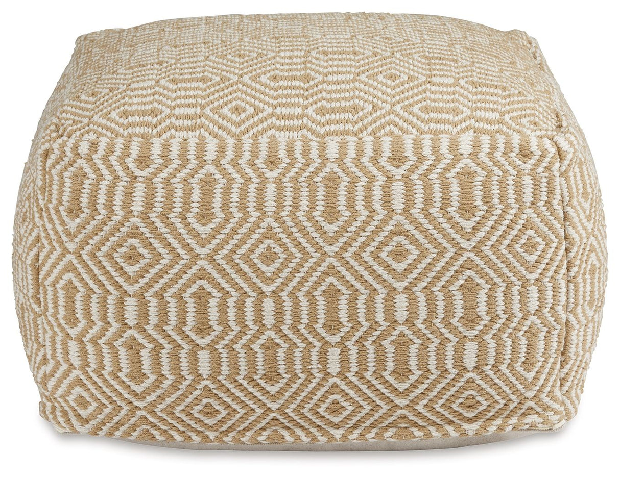 Adamont - Tan / Ivory - Pouf by Signature Design by Ashley® | Bel Furniture
