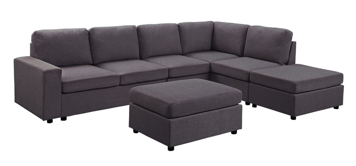 Cassia - 7 Seat Reversible Modular Sectional Sofa With Ottoman