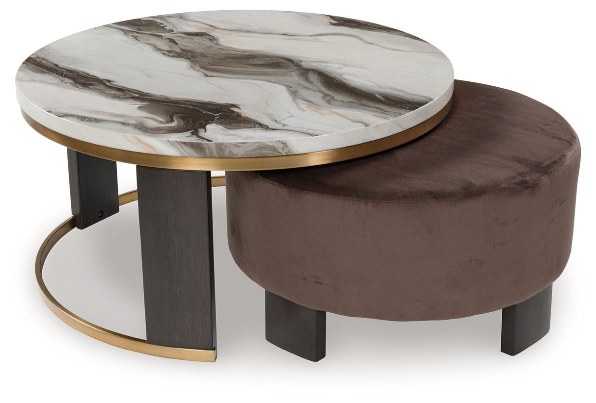 Jazmore - Brown / Brass Finish - Nesting Cocktail Tables (Set of 2) by Signature Design by Ashley® | Bel Furniture