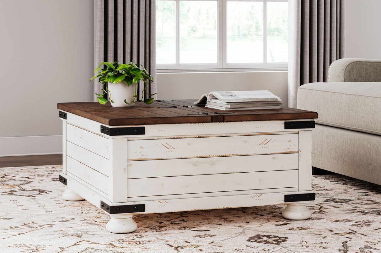 Wystfield - White / Brown - Cocktail Table with Storage by Signature Design by Ashley® | Bel Furniture