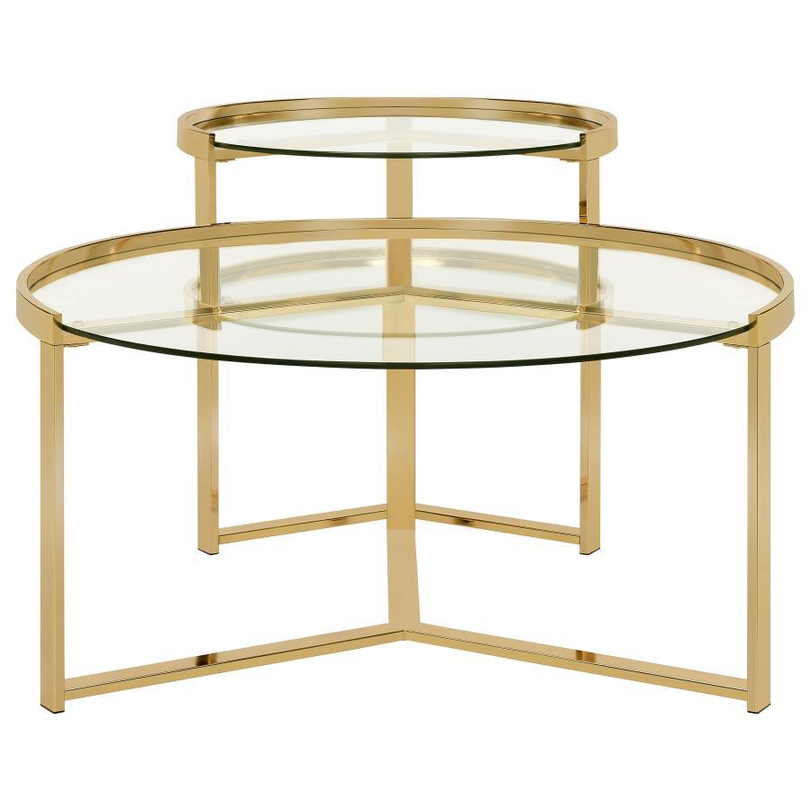 Delia - 2 Piece Round Glass Top Nesting Coffee Table by Coaster Fine Furniture | Bel Furniture