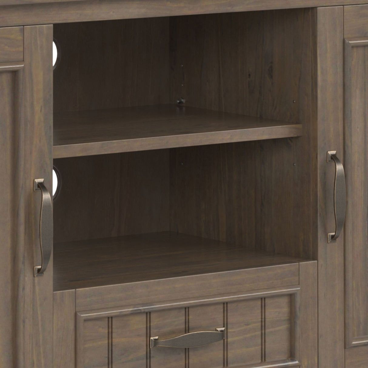 Lev - TV Media Stand - Smoky Brown by Simpli-Home | Bel Furniture