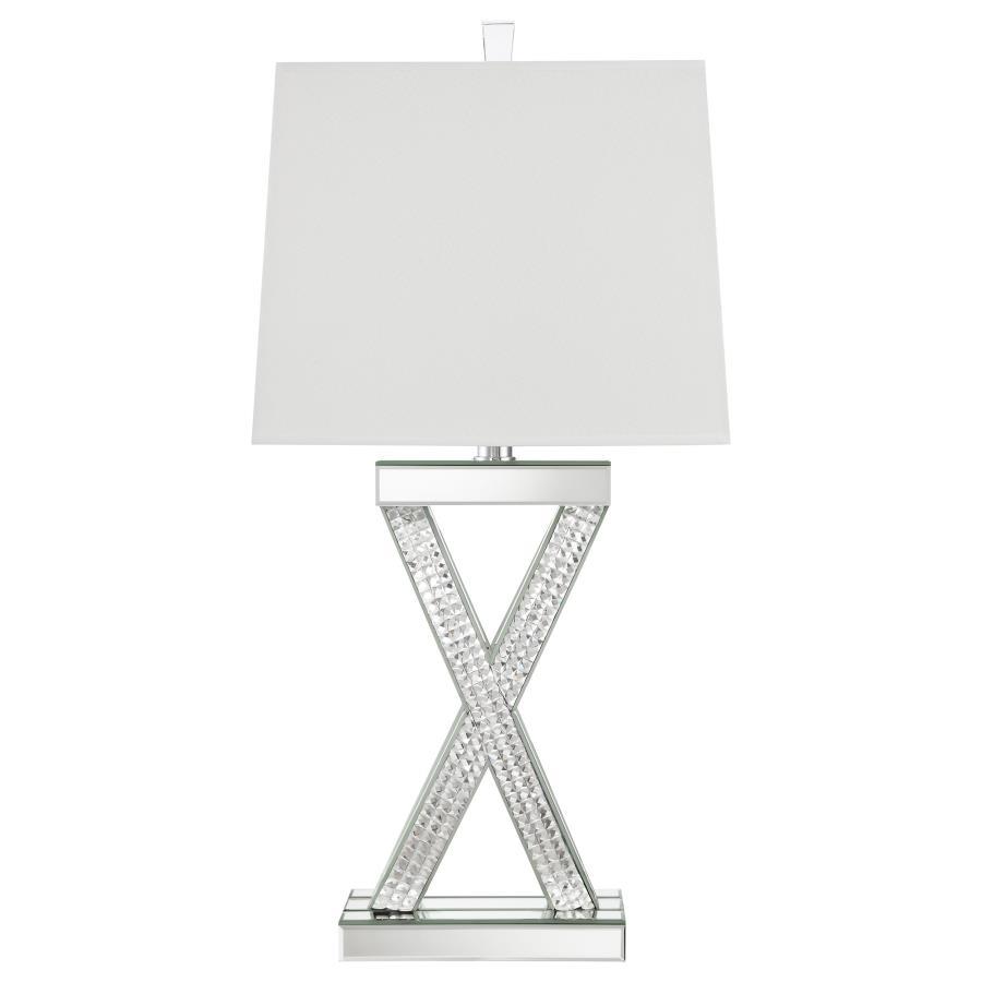 Dominick - Tapered Mirrored Acrylic Table Lamp - Silver by CoasterElevations | Bel Furniture