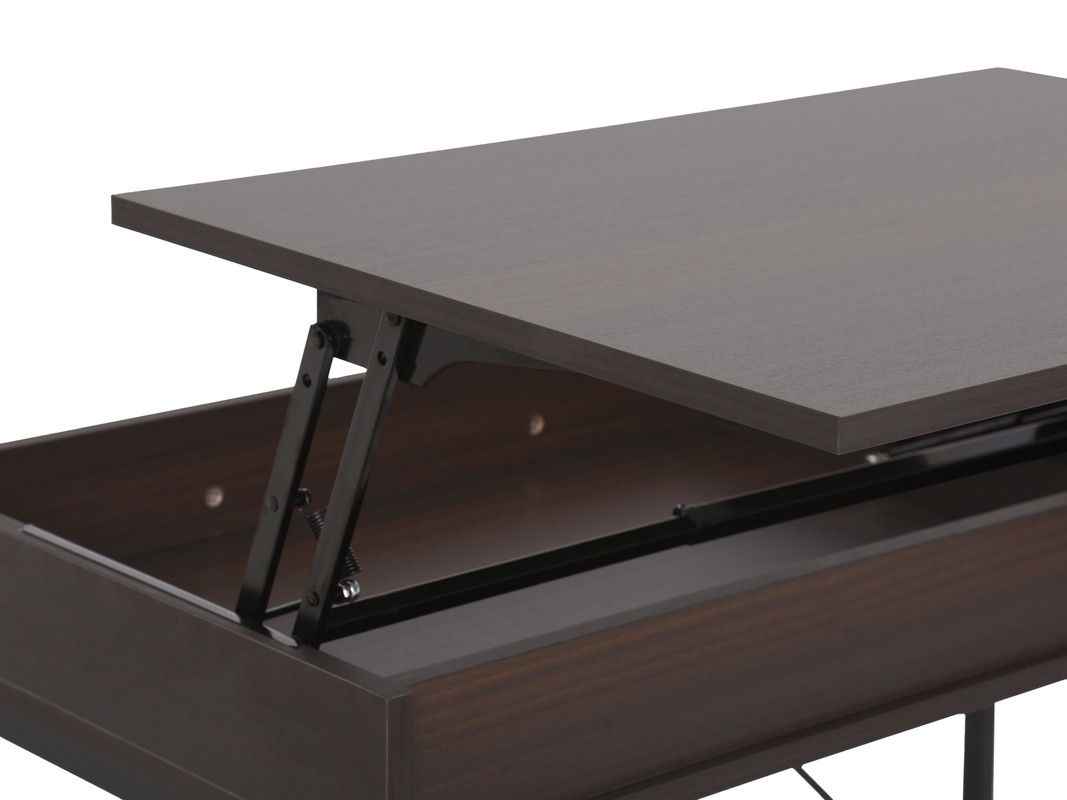 Juno - Wood Lift Top Desk With Hidden Storage And Drawer - Dark Brown by Lilola Home | Bel Furniture