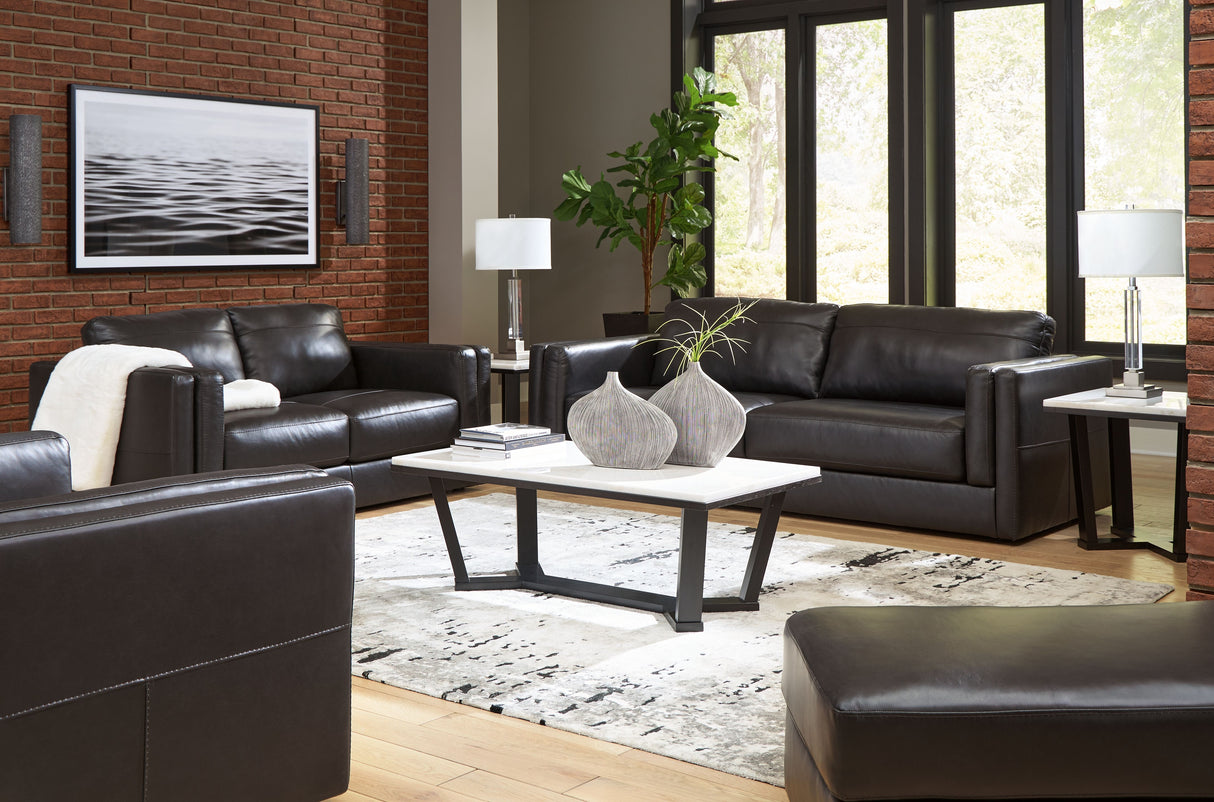 Amiata - Living Room Set Black 4 Pc. Sofa, Loveseat, Chair And A Half, Ottoman by Signature Design by Ashley® | Bel Furniture