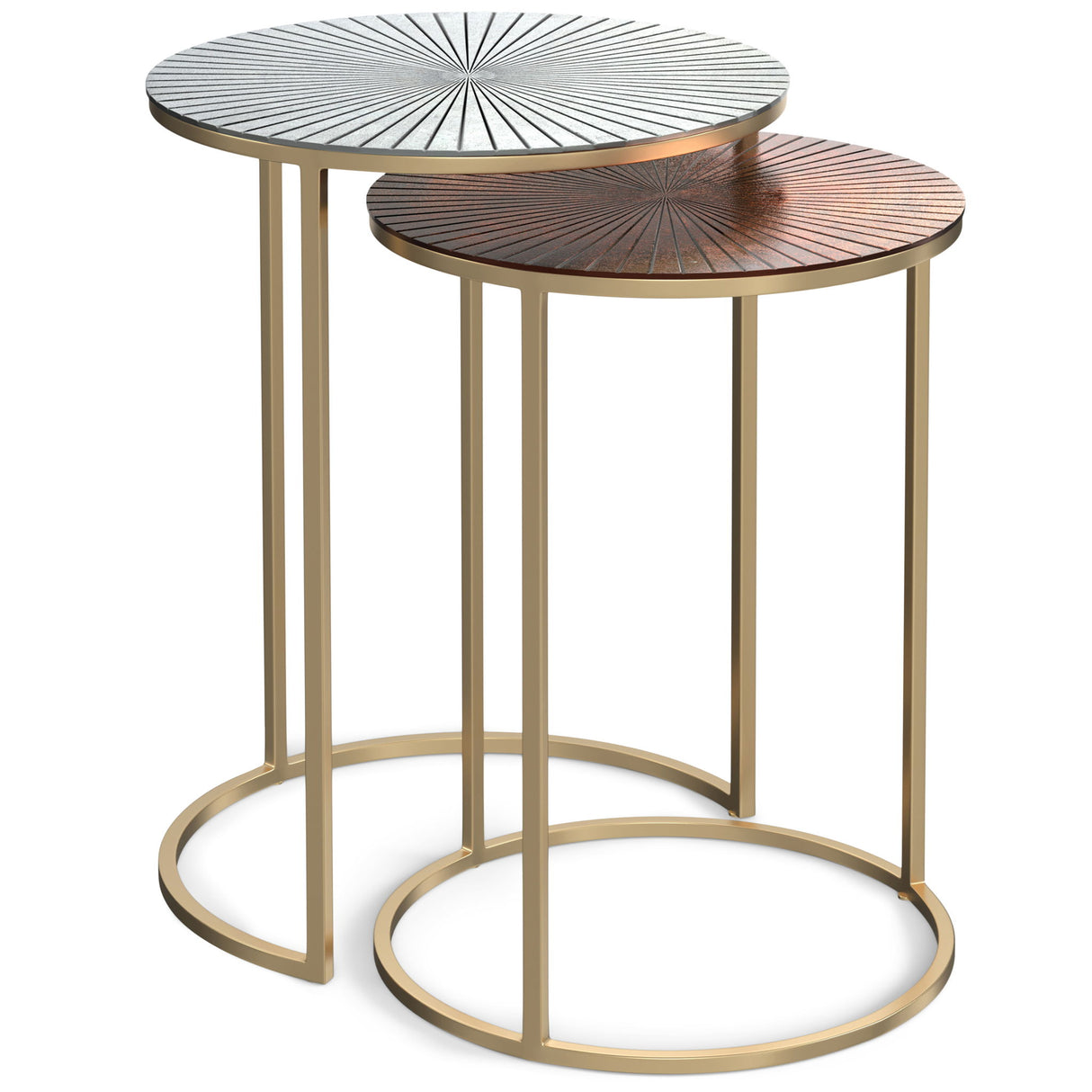 Drake - 2 Piece Nesting Table - Antique Nickel / Antique Copper by Simpli-Home | Bel Furniture