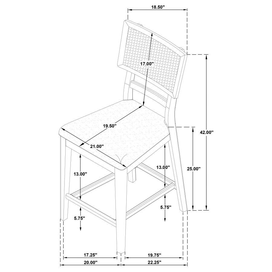 Kailani - Radio Weave Cane Counter Dining Side Chair (Set of 2) - Beige Oak by Coaster Fine Furniture | Bel Furniture